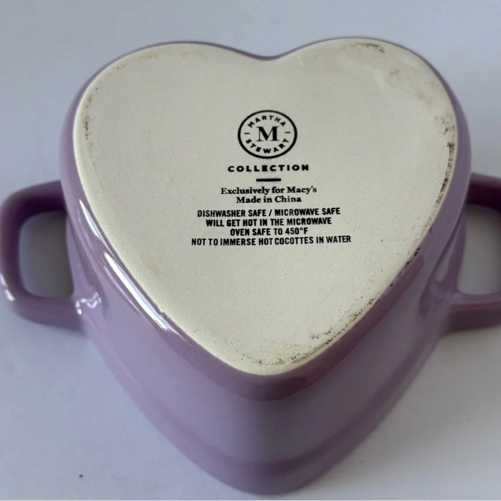 Martha Stewart Heart Cocottes Stoneware - Lavender